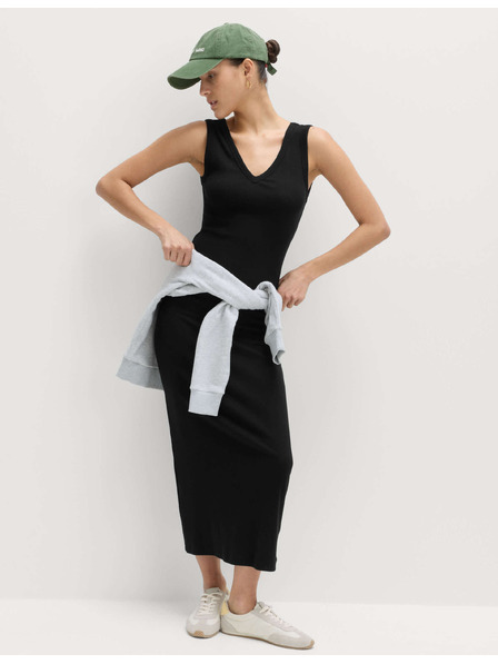 Marks & Spencer Midi puzdro šaty s vysokým obsahom bavlny a výstrihom do V Marks & Spencer čierna