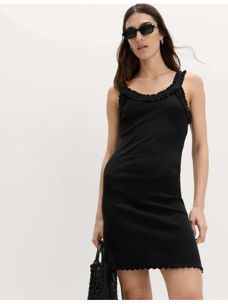 Marks & Spencer Rebrované natahovacie mini šaty s vysokým podielom bavlny Marks & Spencer čierna