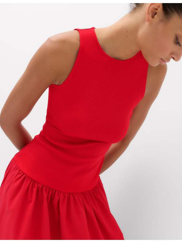 Marks & Spencer Žerzejové rebrované midi šaty so zníženým pásom Marks & Spencer červená