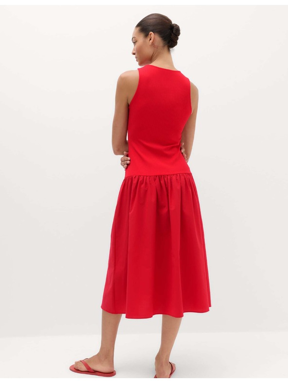 Marks & Spencer Žerzejové rebrované midi šaty so zníženým pásom Marks & Spencer červená