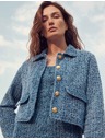 Marks & Spencer Džínsová skrátená bunda s textúrou Marks & Spencer námornícka modrá