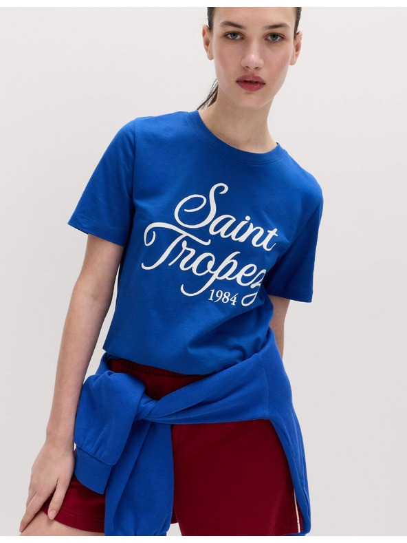 Marks & Spencer Pruhované tričko z čistej bavlny, každodenný strih Marks & Spencer modrá