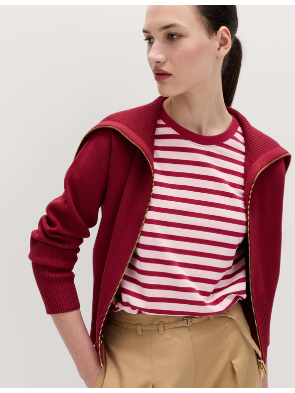 Marks & Spencer Pruhované tričko z čistej bavlny, každodenný strih Marks & Spencer červená