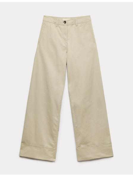 Marks & Spencer Chino nohavice so širokými nohavicami a záložkami, s vysokým podielom bavlny Marks & Spencer zelená