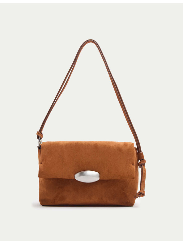Marks & Spencer Mini taška cez rameno s kovovými detailami Marks & Spencer hnedá