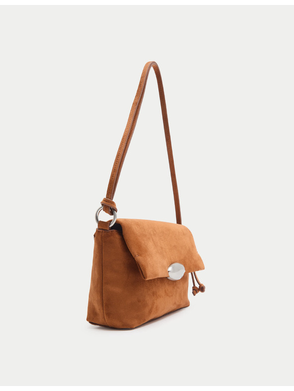 Marks & Spencer Mini taška cez rameno s kovovými detailami Marks & Spencer hnedá