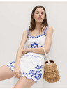 Marks & Spencer Vyšívaný plážový tielkový top z čistej bavlny Marks & Spencer modrá