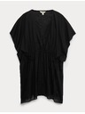 Marks & Spencer Kaftan mini šaty z čistej bavlny s ozdobným viazaním Marks & Spencer čierna