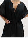 Marks & Spencer Kaftan mini šaty z čistej bavlny s ozdobným viazaním Marks & Spencer čierna