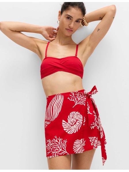 Marks & Spencer Plážová zaväzovacie mini sukňa z čistej bavlny s potlačou Marks & Spencer červená