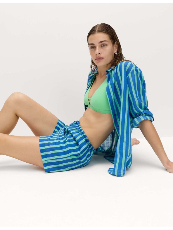 Marks & Spencer Plážové šortky z čistej bavlny s pruhmi Marks & Spencer modrá