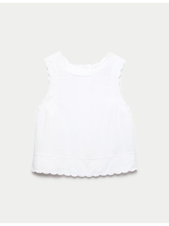 Marks & Spencer Vesty top s vroubkovaným lemom a vysokým podielom ľanu Marks & Spencer biela
