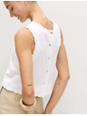 Marks & Spencer Vesty top s vroubkovaným lemom a vysokým podielom ľanu Marks & Spencer biela