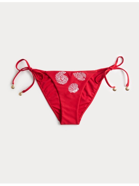 Marks & Spencer Spodná časť bikín so zavazovaním po stranách a s výšivkou Marks & Spencer červená