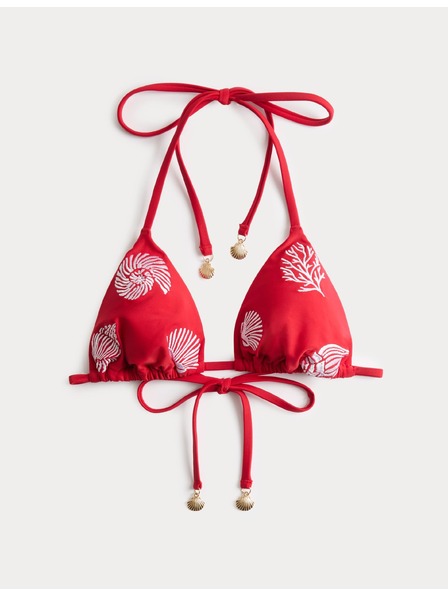 Marks & Spencer Trojuholníkový bikinový top s vycpávkami a výšivkou Marks & Spencer červená