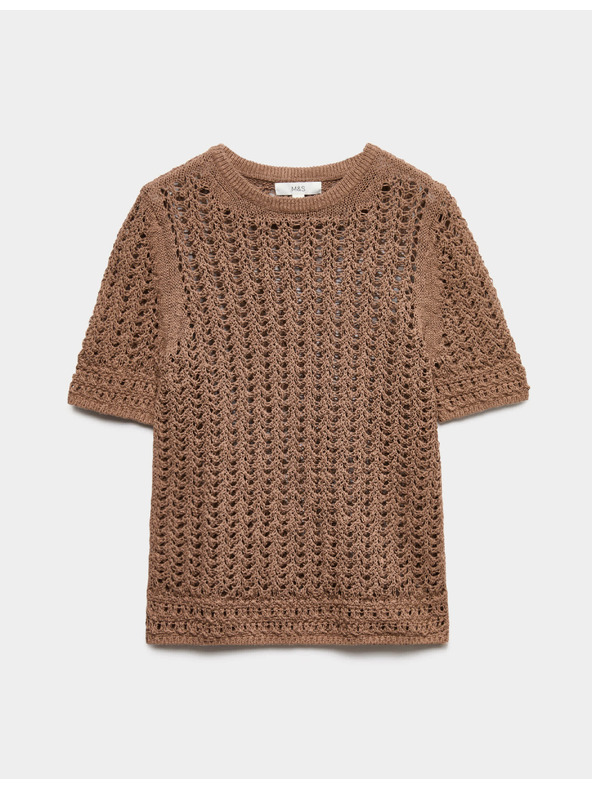 Marks & Spencer Pletený top s textúrou a vysokým podielom bavlny Marks & Spencer hnedá