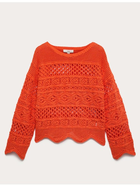 Marks & Spencer Textúrovaný skrátený sveter s vysokým podielom bavlny Marks & Spencer oranžová