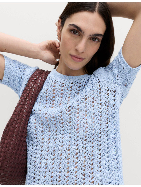 Marks & Spencer Pletený top s textúrou a vysokým podielom bavlny Marks & Spencer modrá