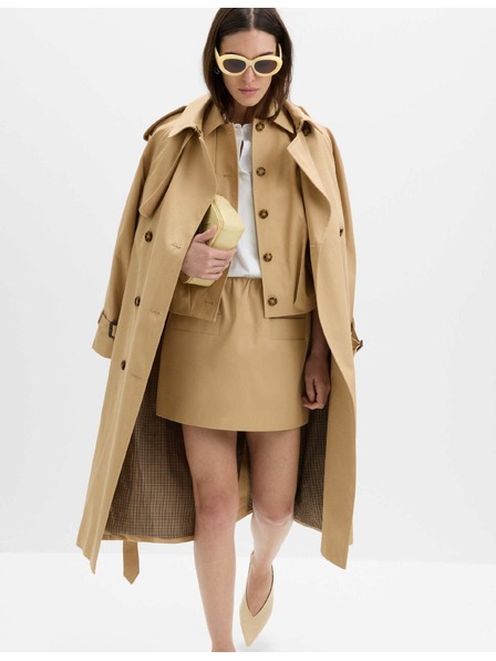 Marks & Spencer Naberaná mini sukňa áčkového strihu z čistej bavlny Marks & Spencer hnedá