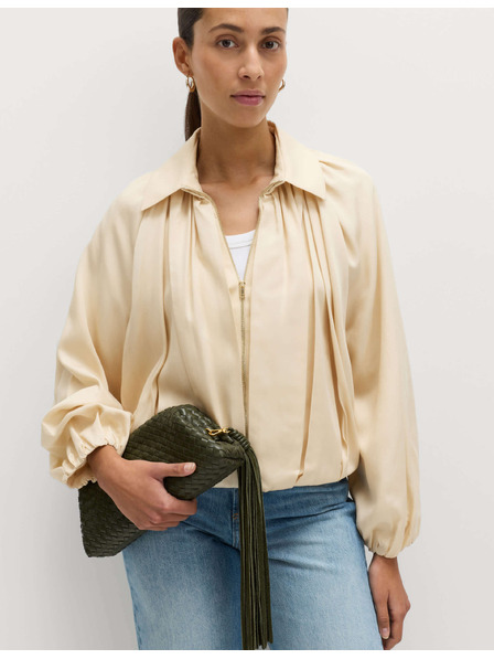 Marks & Spencer Plisovaná bunda bomber, z čistého materiálu Lycocell™ Marks & Spencer krémová