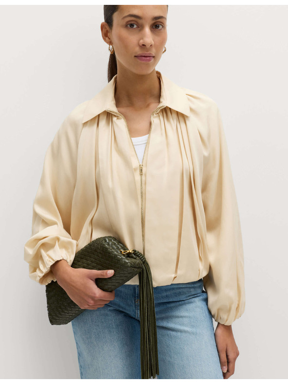 Marks & Spencer Plisovaná bunda bomber, z čistého materiálu Lycocell™ Marks & Spencer krémová