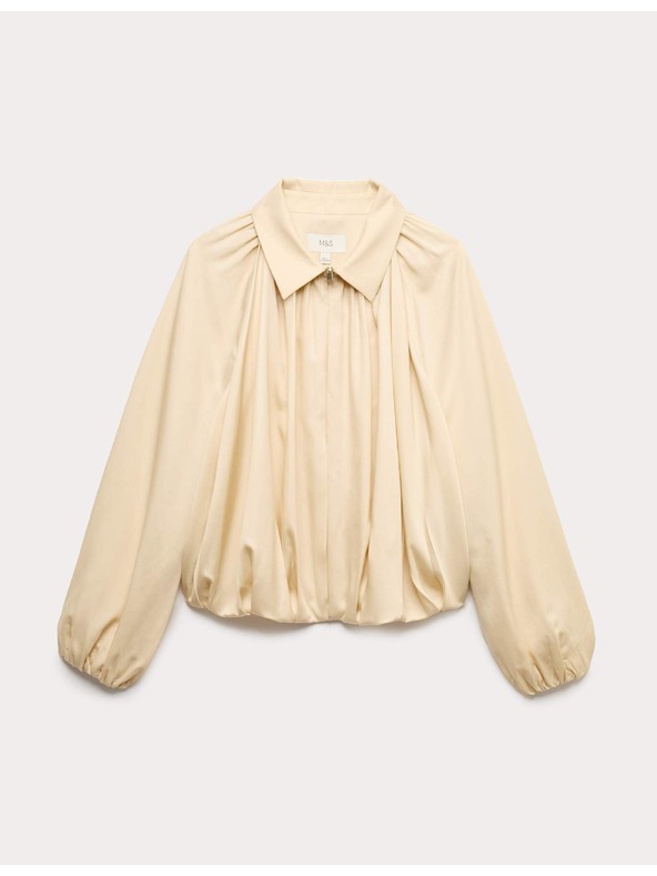 Marks & Spencer Plisovaná bunda bomber, z čistého materiálu Lycocell™ Marks & Spencer krémová
