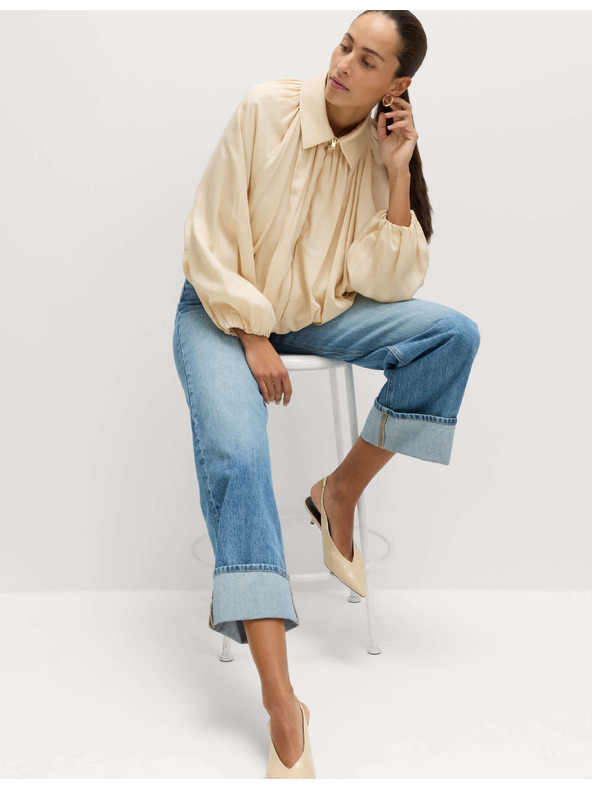 Marks & Spencer Plisovaná bunda bomber, z čistého materiálu Lycocell™ Marks & Spencer krémová