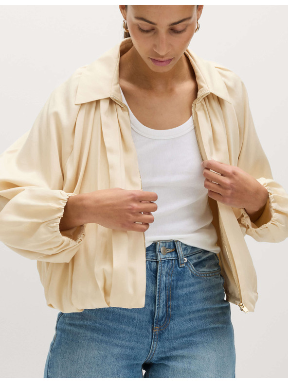 Marks & Spencer Plisovaná bunda bomber, z čistého materiálu Lycocell™ Marks & Spencer krémová