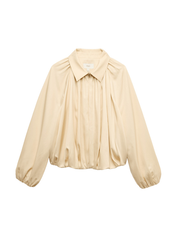Marks & Spencer Plisovaná bunda bomber, z čistého materiálu Lycocell™ Marks & Spencer krémová