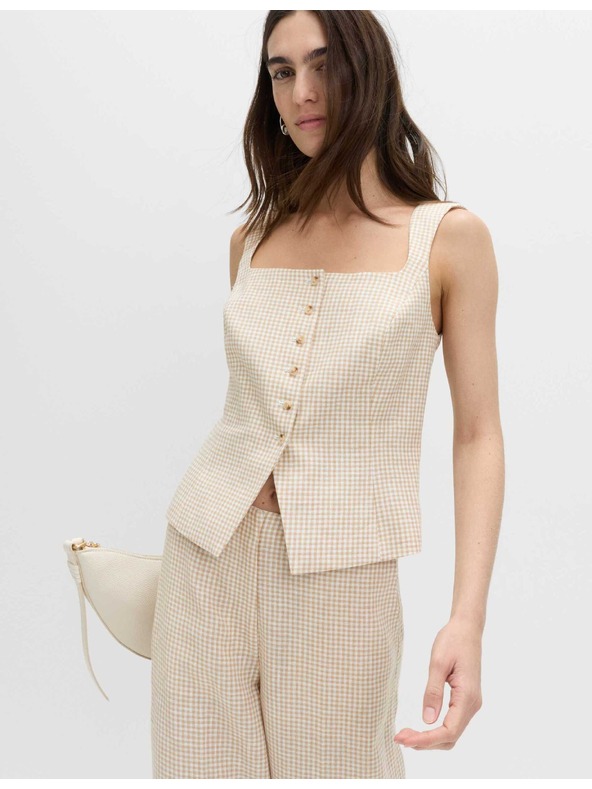Marks & Spencer Vesta z materiálu Gingham z čistého ľanu Marks & Spencer viacfarebná