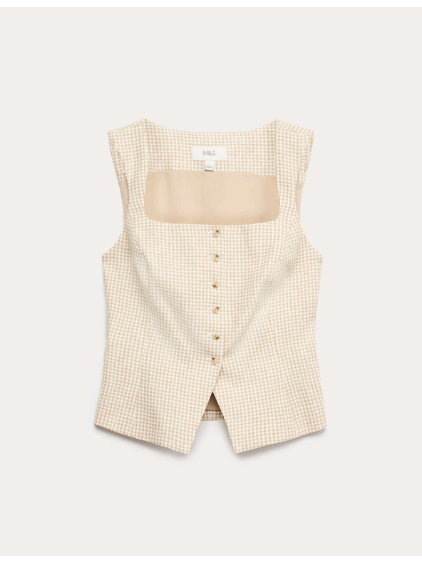 Marks & Spencer Vesta z materiálu Gingham z čistého ľanu Marks & Spencer viacfarebná