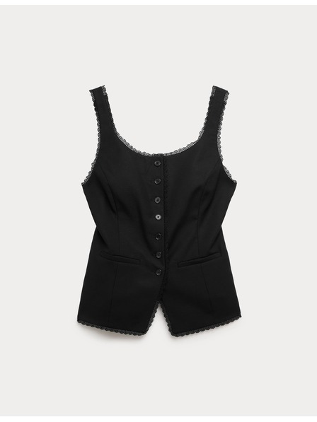 Marks & Spencer Vesta s krajkovým lemom z ľanu a s vysokým podielom lyocelu Marks & Spencer čierna