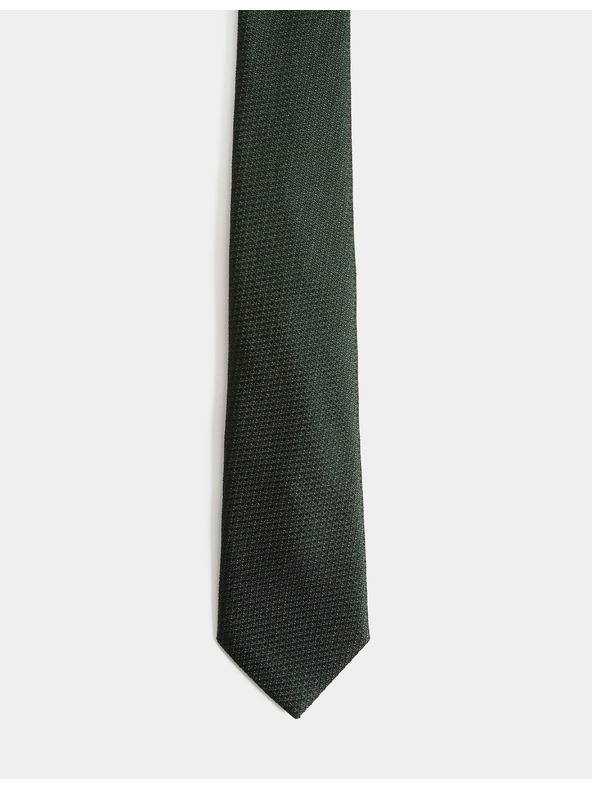Marks & Spencer 100 % hodvábna kravata s textúrou Marks & Spencer zelená