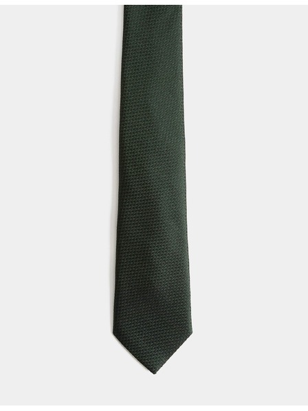 Marks & Spencer 100 % hodvábna kravata s textúrou Marks & Spencer zelená