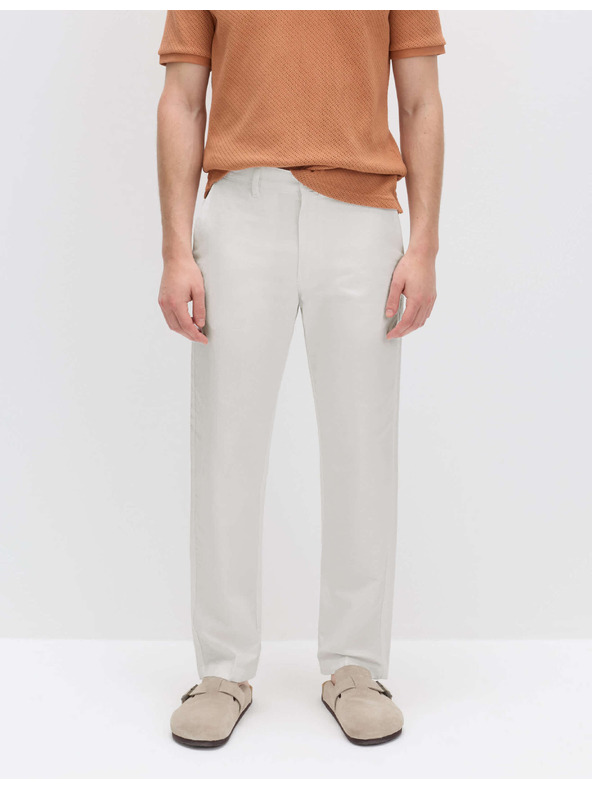 Marks & Spencer Chino nohavice zo zmesi ľanu, normálny strih Marks & Spencer béžová