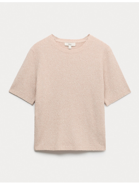 Marks & Spencer Pletený top úzkeho strihu buklé, s vysokým podielom bavlny Marks & Spencer smotanová