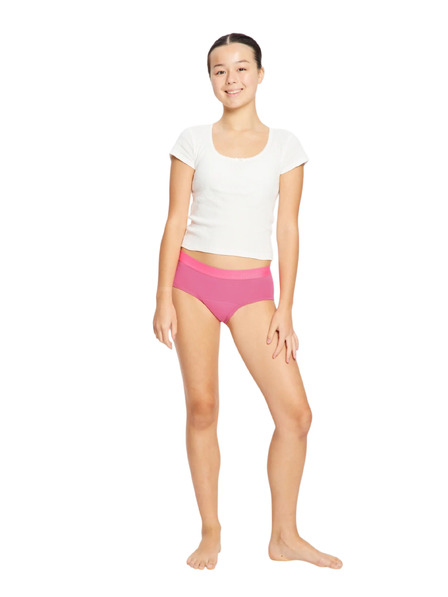 Modibodi Dievčenské menštruačné nohavičky Modibodi Teen Hipster Boyleg Moderate Watermelon Pink Sorbet