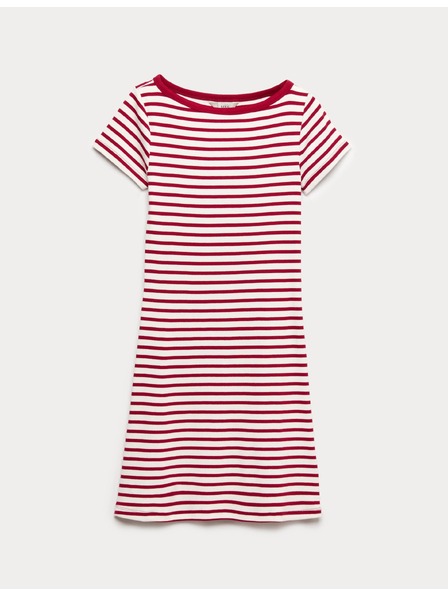 Marks & Spencer Pruhované mini púzdrové šaty s vysokým podielom bavlny Marks & Spencer červená