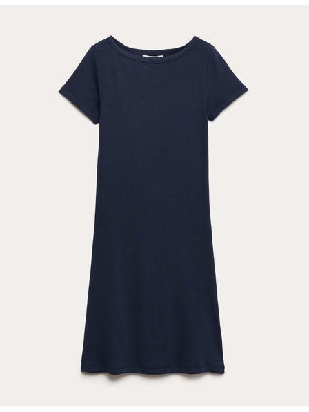 Marks & Spencer Pruhované mini púzdrové šaty s vysokým podielom bavlny a člnkovým výstrihom Marks & Spencer námornícka modrá
