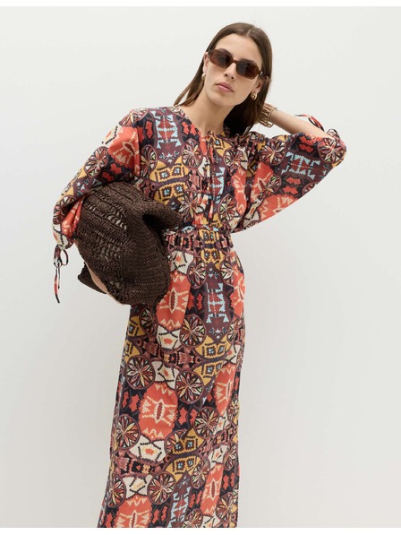 Marks & Spencer Kaftan maxi šaty s potlačou a zdôrazneným pásom, z čistej bavlny Marks & Spencer viacfarebná