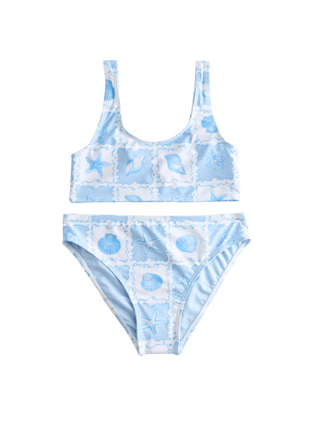 Marks & Spencer 2dielne bikiny s potlačou mušlí (6–16 rokov) Marks & Spencer modrá