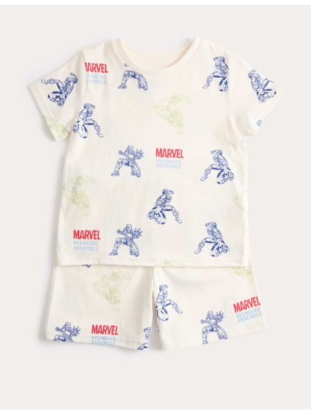 Marks & Spencer Bavlnené pyžamo so vzorom Marvel™ (3–12 rokov) Marks & Spencer krémová