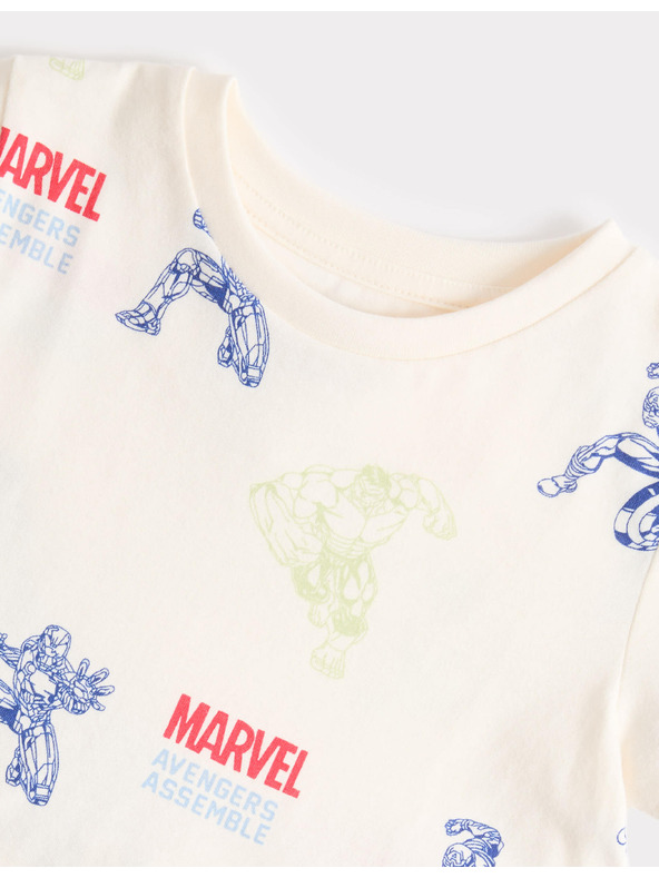 Marks & Spencer Bavlnené pyžamo so vzorom Marvel™ (3–12 rokov) Marks & Spencer krémová