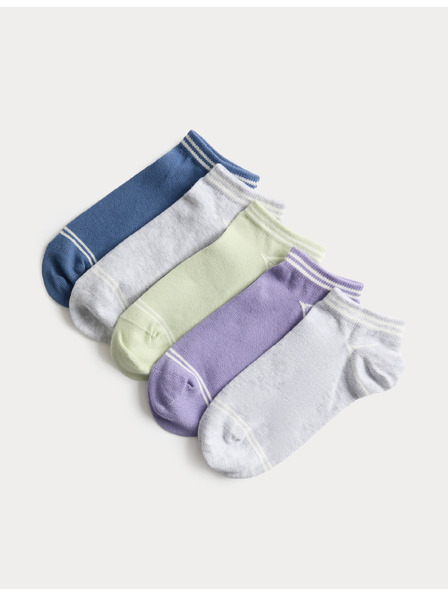 Marks & Spencer Krátke ponožky Trainer Liners™ s vysokým podielom bavlny, 5 párov v balení (6 malé – 7 veľké) Marks & Spencer sivá