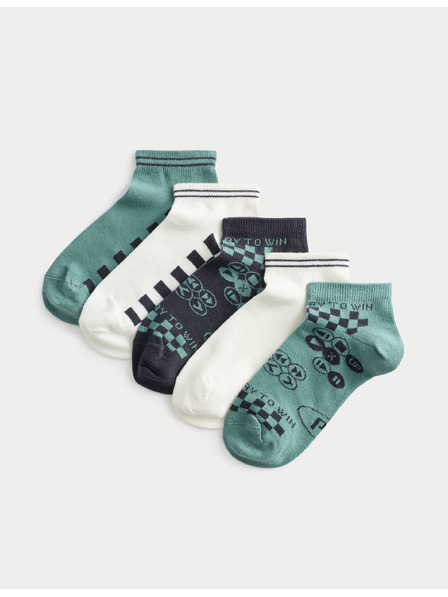 Marks & Spencer Krátke ponožky Trainer Liners™ Gaming, 5 párov v balení (6 malé – 7 veľké) Marks & Spencer zelená