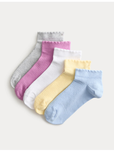Marks & Spencer Žebrované krátke ponožky Trainer Liners™ s vysokým podielom bavlny, 5 párov (6 malé – 7 veľké) Marks & Spencer viacfarebná