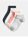 Marks & Spencer Pruhované krátke ponožky Trainer Liners™ s vysokým podielom bavlny, sada 5 párov Marks & Spencer modrá