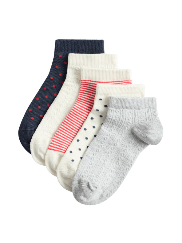 Marks & Spencer Pruhované krátke ponožky Trainer Liners™ s vysokým podielom bavlny, sada 5 párov Marks & Spencer modrá