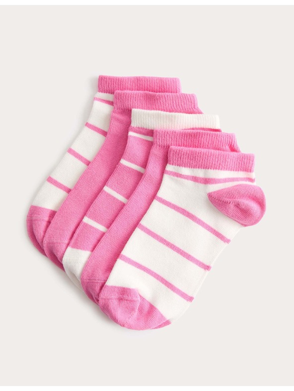Marks & Spencer Krátke ponožky Trainer Liners™ s prúžkami a vysokým podielom bavlny, 5 párov v balení (6 malé – 7 veľké) Marks & Spencer modrá