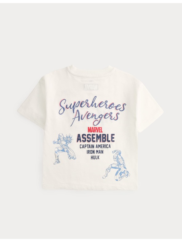 Marks & Spencer Tričko z čistej bavlny s motívom Marvel™ Avengers™ (2–8 rokov) Marks & Spencer kremová